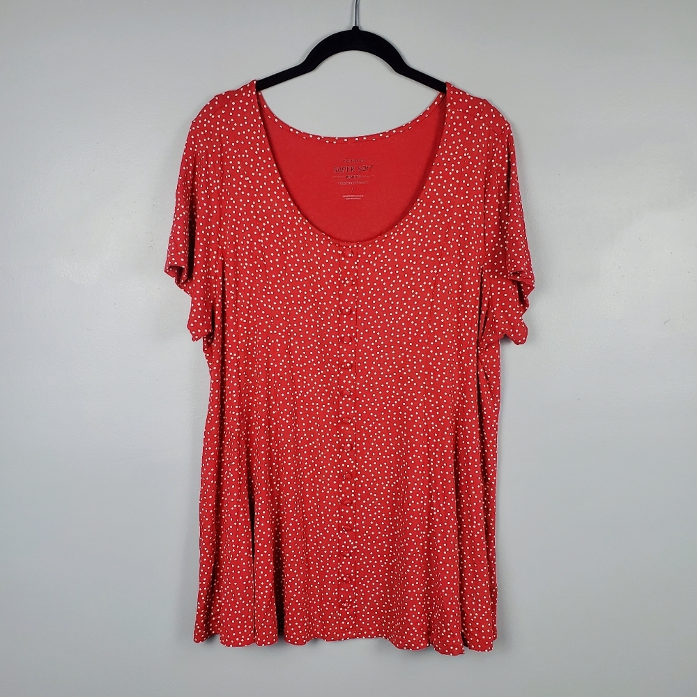 Torrid super soft knits ditsy dots fit & flare button front top Size 2